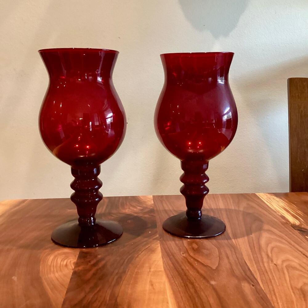 Ruby Red Empoli Glass Vases